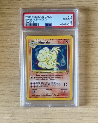 2000 Pokemon Base Set 2 Ninetales Holo Rare PSA 8 NM-Mint 13/130 - Image 1 of 2