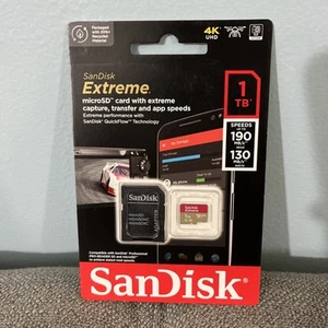 SanDisk Extreme 1TB Micro SD V30 microSDXC Memory Card - SDSQXA1-1T00-GN6MA - Photo 1 sur 3