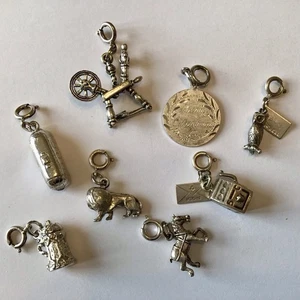 8 VINTAGE STERLING SILVER CHARMS - Picture 1 of 1