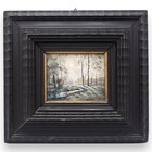 DIPINTO ACQUERELLO FIRMATO LETIZIA 1930 PAESAGGIO CON RUSCELLO CORNICE ANTICA