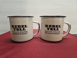 Juego de (2) tazas de café de metal de whisky bourbon Rebel Yell usadas (JK) - Imagen 1 de 10