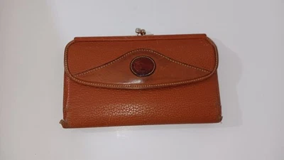 Dooney Bourke Wallet Womens Tan Brown Leather Trifold Coin Purse Made USA fair - Image 1 of 4