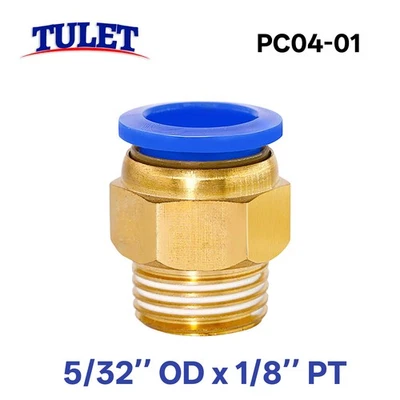5x Pneumatic 5/32" Tube x 1/8" PT Male Connector Push in to Air Connect Fitting - Image 1 of 3