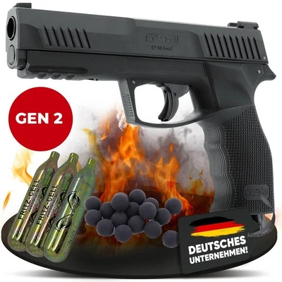 SET T4E Home Defense TP 50 BLK .50 Rubberball CO2 < 7,5 Joule 6 Schuss (ab 18) - Bild 1 von 4
