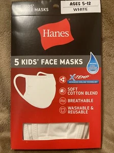 Confezione da 5 - Maschera viso per bambino bianco Hanes SPEDIZIONE LO STESSO GIORNO!!! 100% cotone lavabile - Foto 1 di 4