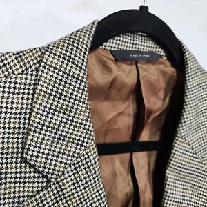 John W Nordstrom 100% Cashmere Loro Piana Blazer Men 46L Brown Plaid Houndstooth - Picture 1 of 16