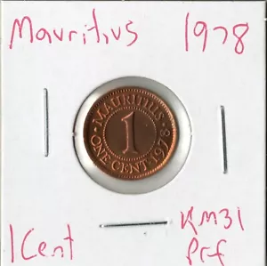 Moneda Mauricio 1 céntimo 1978 KM31, prueba - Imagen 1 de 2