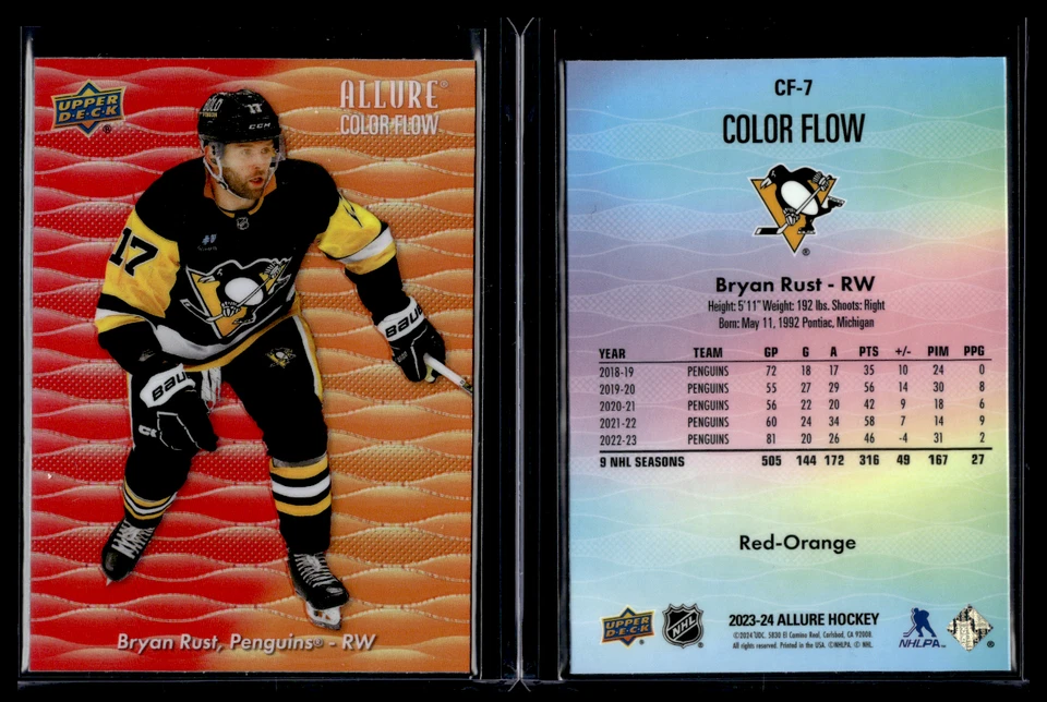 2023-24 Upper Deck Allure Red-Orange Color Flow #CF-7 Bryan Rust - Image 1 of 1