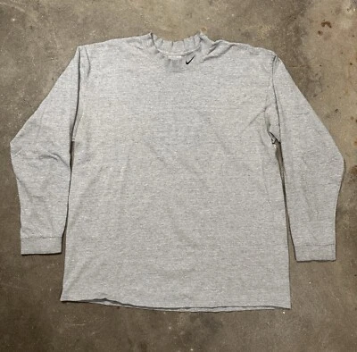 Vintage Nike Grey Moc Turtleneck Long Sleeve Shirt Men’s XL Made in USA Swoosh - Image 1 of 4