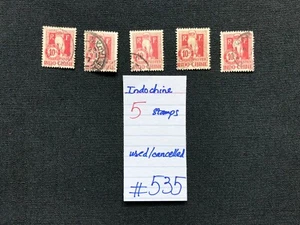Indo-China Stamps (Indo-Chine), 5 Used/cancelled Stamps,SCV 2009=$5.50, #535 - Picture 1 of 2