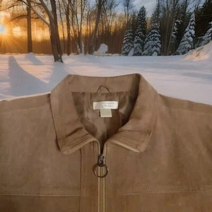 Vintage Jacket: Y2K C&B Suede Leather Zip Up Womens XL Fitted Bomber Blazer - Picture 1 of 7