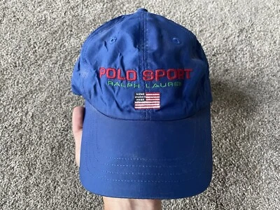 Gorra deportiva polo vintage para hombre azul claro nailon deletreada Preppy Ralph Lauren Foto 1 de 4