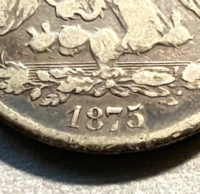 elf Mexico 50 Centavos 1875 HoR 5/4 overdate - Image 1 of 3