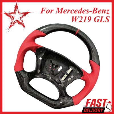 Carbon Fiber Red Steering Wheel for Mercedes-Benz R230 W211 W219 GLS CLK E55 G55 - Изображение 1 из 4