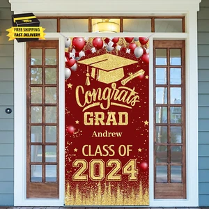 Maroon and Gold Graduation Decorations Class of 2024 Banner Personalized Graduat - Picture 1 of 7