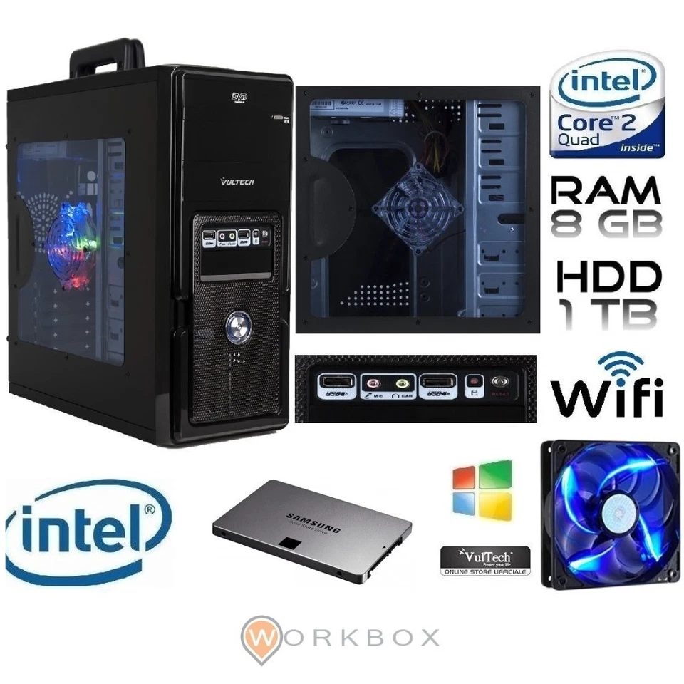 BLU EASY PC DESKTOP INTEL QUAD CORE RAM 8GB RAM HD 1TB HDMI DVI VGA WIFI USB - Immagine 1 di 1
