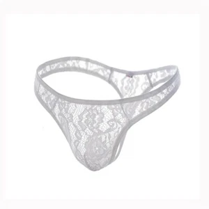 Low Waist Gay Lace Transparent Sexy Underwear Men's Thong  Pants Sexy T-Type - Picture 1 of 8