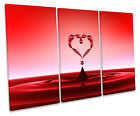 Love Heart Red Water Drop CANVAS WALL ART TREBLE Box Frame Print