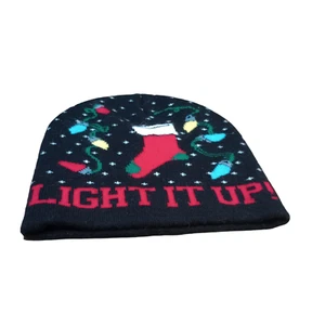 Light It Up Weihnachten Urlaub gestrickte Winter Beanie Mütze schwarz - Bild 1 von 2