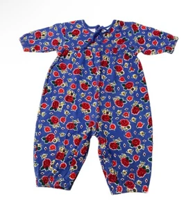 Vintage Bonds Babygro Romper Sz 00 Blue 90s Floral Z4 - Picture 1 of 7