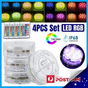 4 Sets Underwater Lights LED RGB Submersible Aquarium Pool Pond Lamp Remote IP68 - Picture 1 of 12