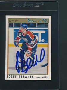 1991/92 O-Pee-Chee Premier #149 Josef Beranek Oilers Signed Auto *C2391
