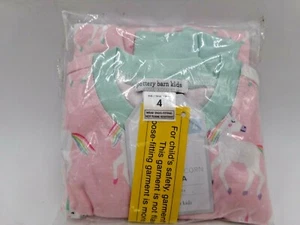Pottery Barn Kids Rainbow Unicorn 2 Piece Pajama Set Pink Multi 4 #9845N - Picture 1 of 4
