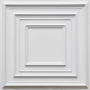 Piastrella da soffitto decorativa in PVC finto latta 2'x2' (confezione da 25/)- Bianco #222 drop-in/incolla - Foto 1 di 6