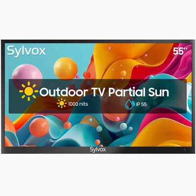 SYLVOX 55" 4K Exterior TV Smart TV 1000nits IP55 Impermeable Televison Deck Series Foto 1 de 4