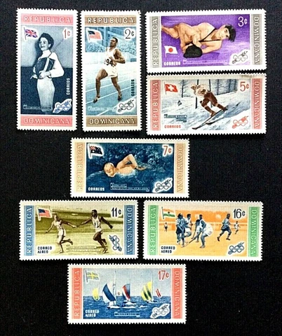 1958 Dominican  Republic Olympics 501-505, C106-108 MNH Two Sets Cover
