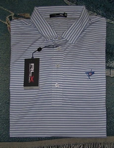 NEW RALPH LAUREN RLX Polyester & Spandex Polo Golf Shirt OCEAN REEF CLUB Blue XL - Picture 1 of 6