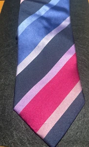 Corbata a rayas años 90 vintage azul - azul - púrpura 100% seda - Frangi Made in Italy - Imagen 1 de 3