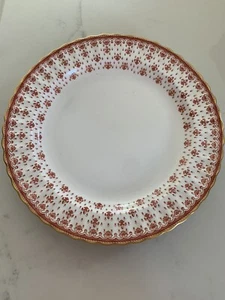 Spode Fleur de Lys Red Bone China 12.5” Round Serving Platter - Gold Trim Y7481 - Picture 1 of 4