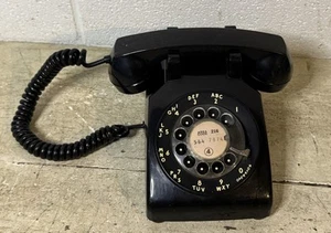 Vintage 1970’s ITT Electric Telephone Desk Rotary Phone BLACK Nostalgic - Picture 1 of 8