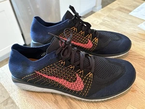 Nike Free RN Flyknit Black Flash Blue Orange 942838-068 Men’s Size 14 - Picture 1 of 10