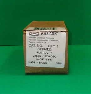 Killark - Hubbell GZ23-G23 Pilot Light Green LED 120V AC/DC -Surplus Inventory - Picture 1 of 6