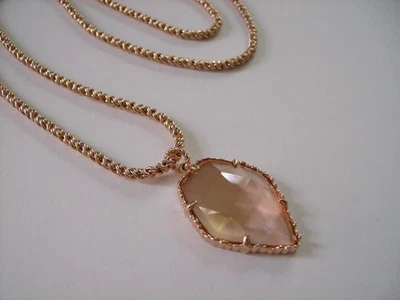 Kendra Scott "CORLA" Colgante Melocotón Claro 29" Largo + Collar Cadena Tono Oro Rosa Foto 1 de 4