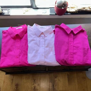 3 Foxcroft wrinkle free long sleeve button up shirt shades of pink size 24W - Picture 1 of 16