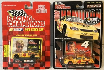 Lote de 2 Racing Champions carros de metal fundido 1:64 NASCAR #4 Kodak Cars Hamilton Marlin - Imagem 1 de 4