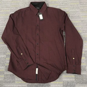 Rag & Bone Shirt Fit 2 Slim Long Sleeve Men's Medium Burgundy Button Up NWT $250 - Picture 1 of 13