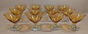 Vintage Anchor Hocking 12er Set Bernstein Boopie Bubble Champagner Sherbet Gläser - Bild 1 von 10