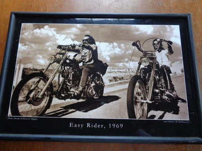 Impresión de imagen enmarcada de arte eléctrico Easy Rider Movie 1969 con luces 12 x 18 Foto 1 de 4