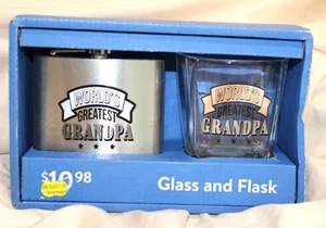 World's Greatest Grandpa Glas & Flachmann, Feier Geschenkset, Neu in Box - Bild 1 von 3
