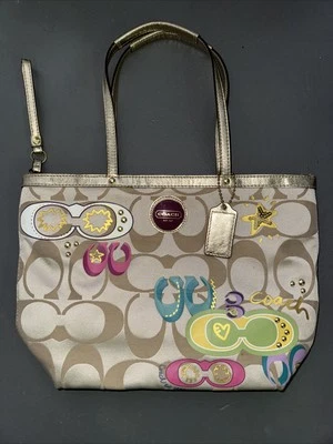 Cartera Coach F17590 Signature C Graffiti Multifuncional Bolsa de Pañales Beige Foto 1 de 4