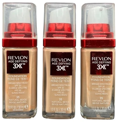3X Revlon Age Defying 3X Anti Aging & Lifting Foundation 35 Natural Beige **READ - Image 1 of 4
