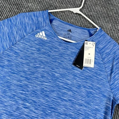 Camiseta Adidas Mujer Azul Mediana Manga Larga Atlética Correr Entrenamiento Top Foto 1 de 4