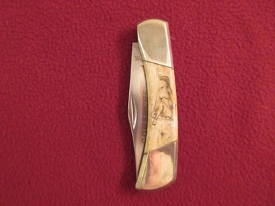 Rare Frost Cutlery Framelock Comanche Knife 2.5"  Bone Handle Nude Lady - Image 1 of 4