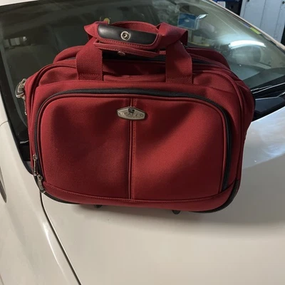 Vintage Ricardo Beverly Hills Santa Cruz Red Luggage Wheeled Tote Travel 17x13x8 - Image 1 of 4