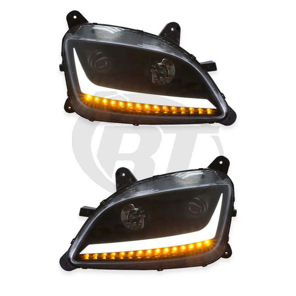 Juego de pares de faros para 15-19 Peterbilt 579 (negro) izquierda derecha Foto 1 de 1