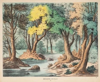 SCHOLZ (19.Jhd) nach BEYER (*1826), Hintergrund zum Walde. Papiertheater, um 188 - Bild 1 von 4